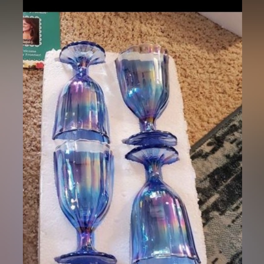 The Pioneer Woman, pearlized blue luster goblets, 12.5 oz, blue, set of 4